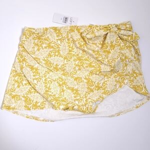LOFT Yellow paisley beach side tie sarong swim bottoms NWT size Xs